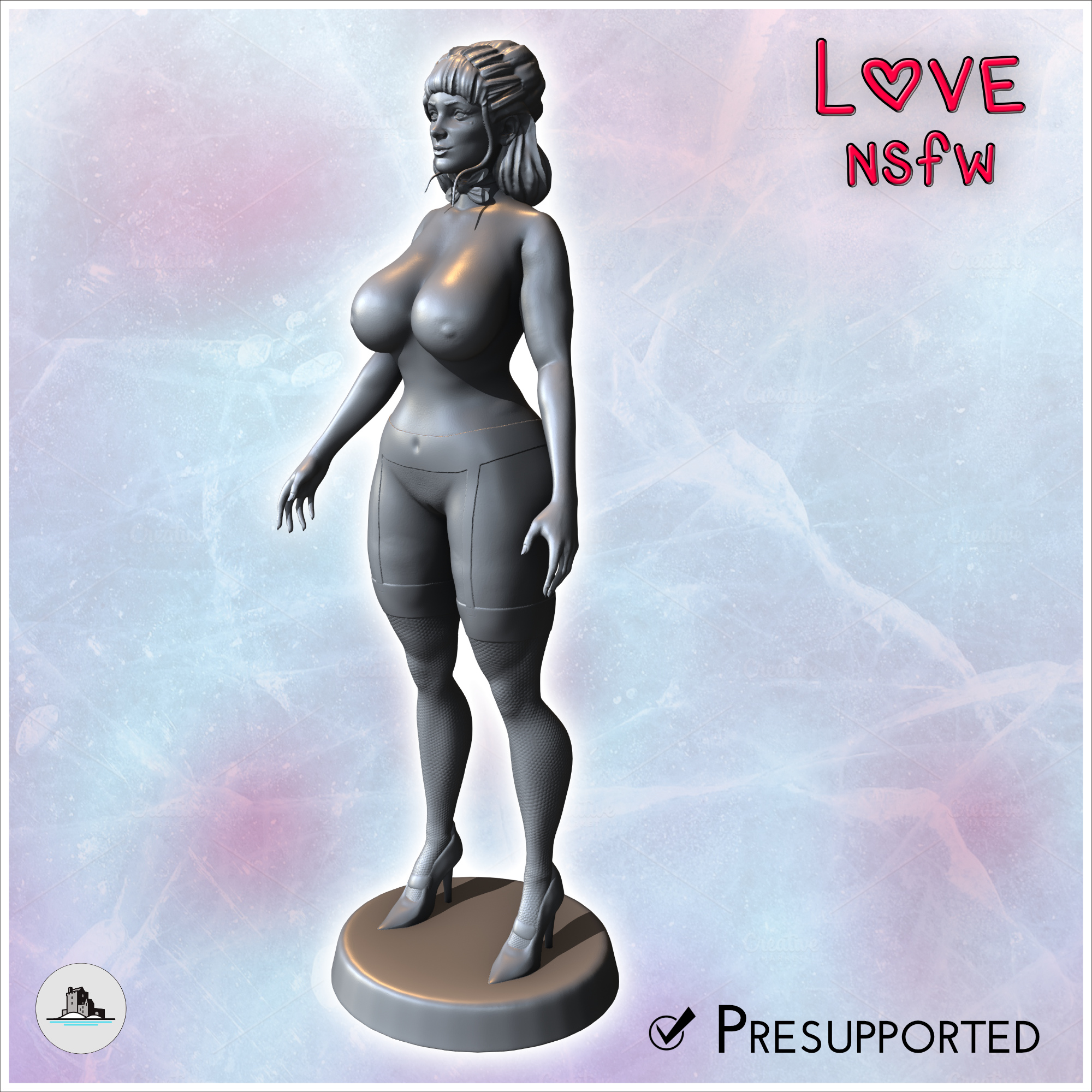 Woman in a playful pose leaning over a rectangular block, showcasing detailed attire (26) - NSFW Girl Sexy Collectible Hentai RPG Hot Miniatures Female Tabletop